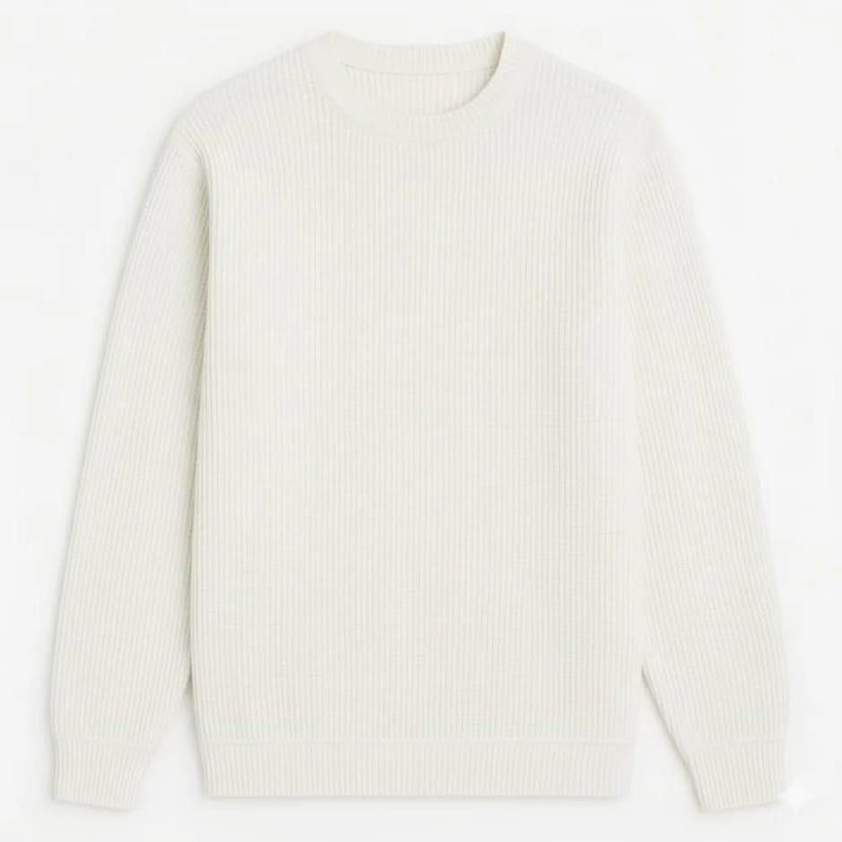 WHITE Waffle Knit SweatShirt