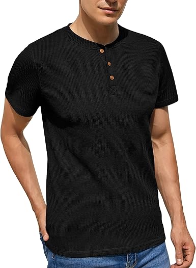 Pack Of 2 WAFFLE HENLEY T-Shirts ( Black & Navy )