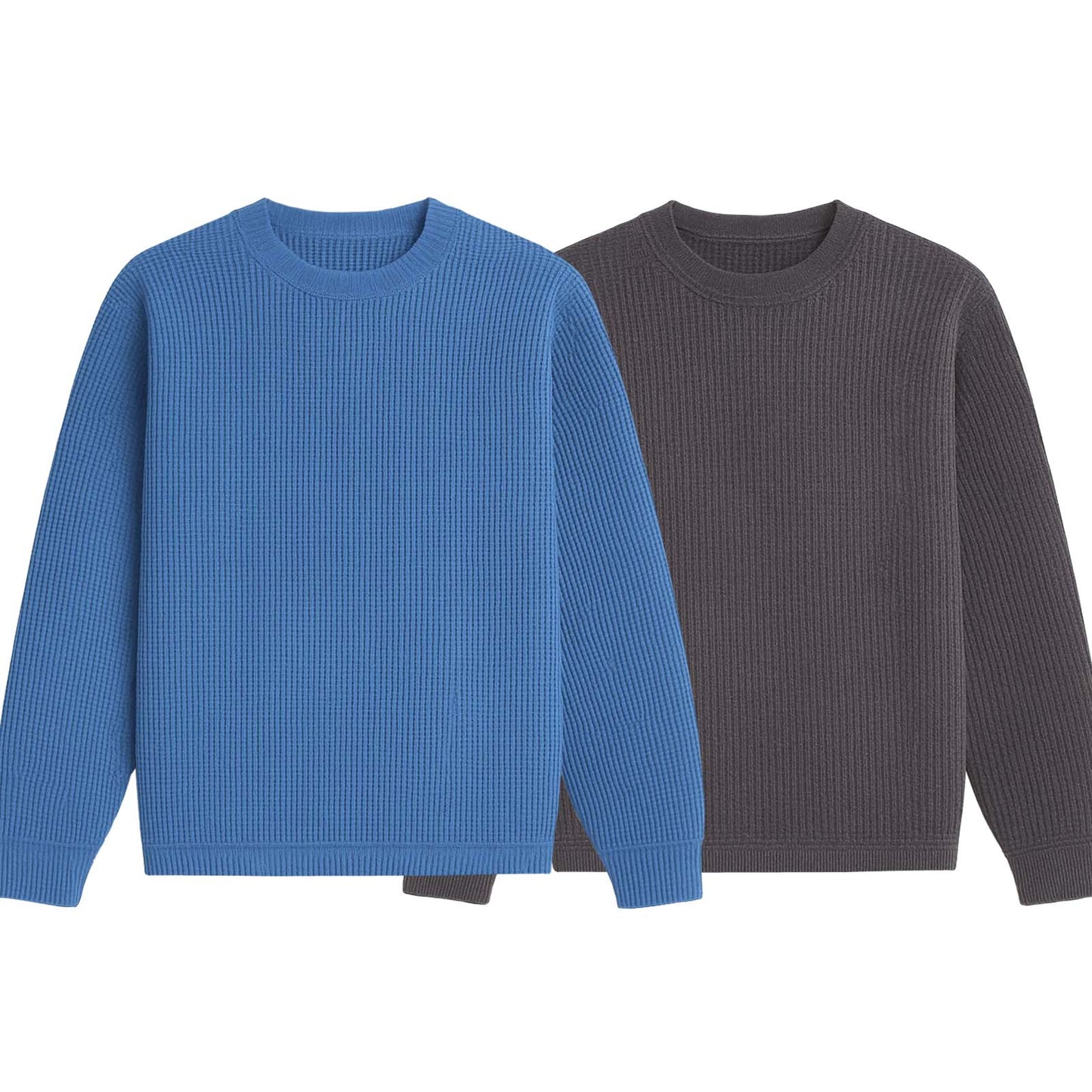 2 Pieces Waffle Knit SweatShirt ( BLUE & CHARCOAL )