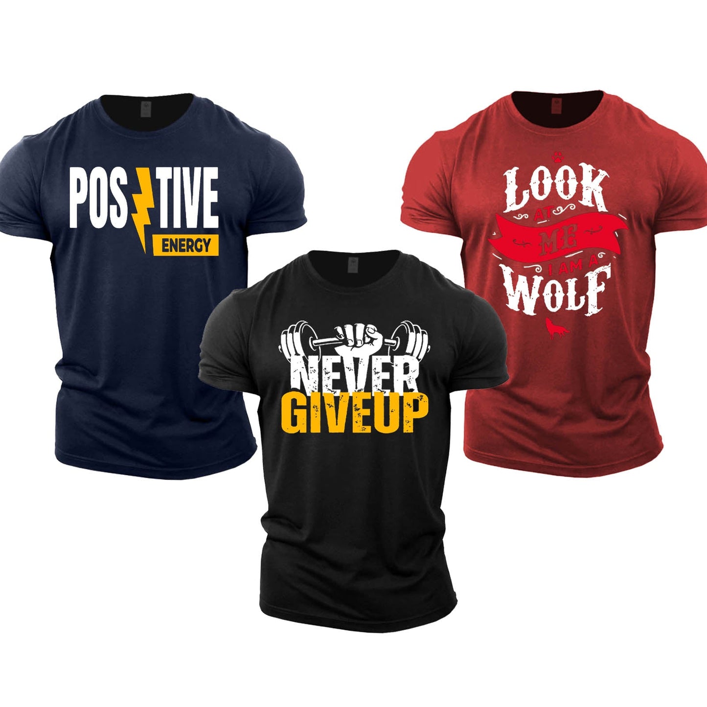 Pack Of 3 NEVER GIVEUP T-Shirts