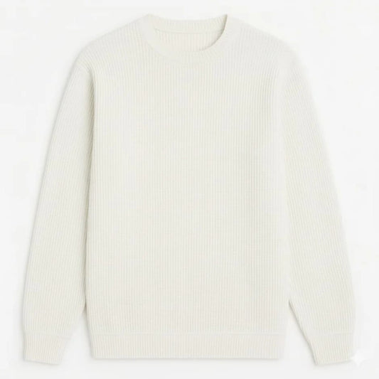 WHITE Waffle Knit SweatShirt