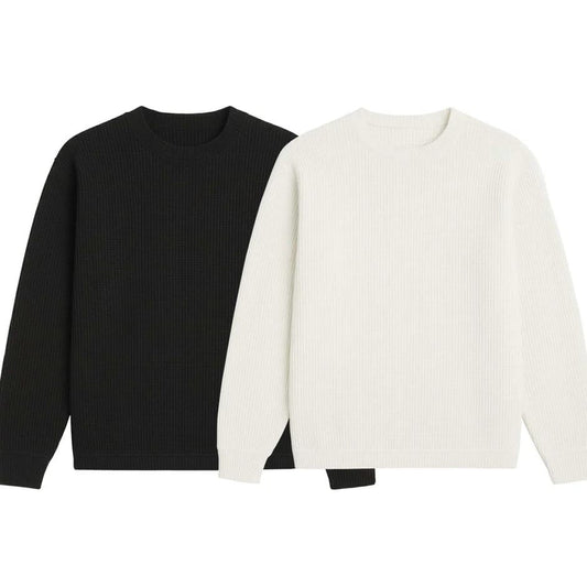 2 Pieces Waffle Knit SweatShirt ( WHITE & BLACK )