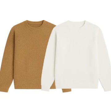 2 Pieces Waffle Knit SweatShirt ( CAMEL & WHITE )
